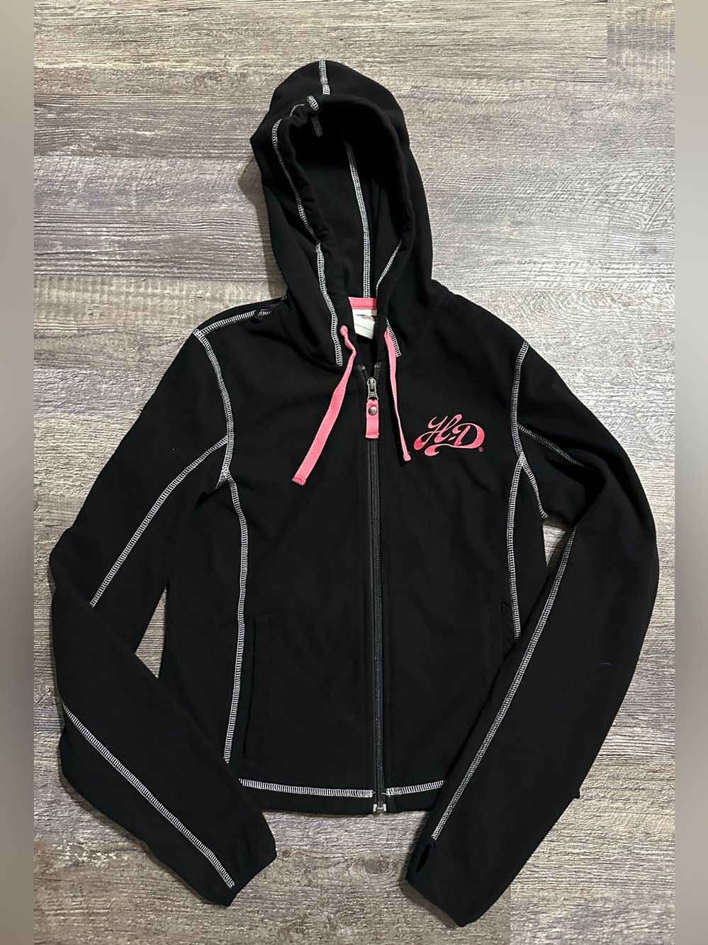 Harley-Davidson Black Zip Hoodie with Pink Accents